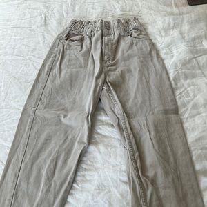 H&M ribbed jeans. Beige jeans.